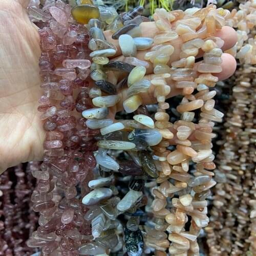 Natural Cherry Quartz Botswana Agates Sunstone Stone Beads 15'' Stick Spike DIY Loose Beads For Jewelry Making Beads Necklace