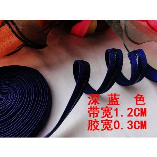 NEW 50M/lot width 1.2cm Silicone 0.3cm deep blue silicone elastic gripper for tailor Sewing DIY Bra Strap Elastic Webbing Band