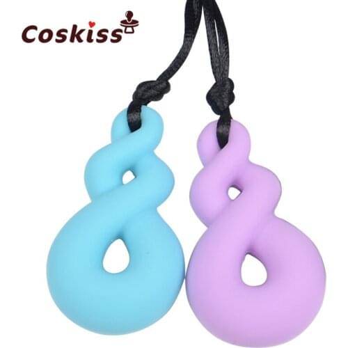 BPA Free Silicone Chew Necklace With Silicone Twist Beads Pendant Non Toxic Silicone Teething Necklace for Baby/mommy
