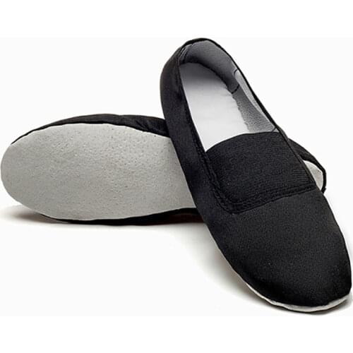 USHINE EU22-45 Whole Leather Sole Black White Flat Yoga Teacher Fitness Gymnastic Ballet Dance shoes For Children Woman Man