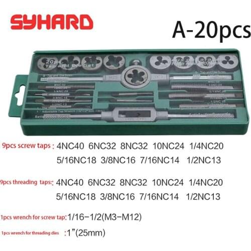High quality 20pcs Cutting Tapping Hand Tool Kit Thread Screw driver multifunction die wrench set screw tap die set