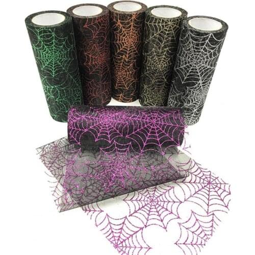 1 Roll Practical Tulle Roll Easy to Use Ornamental Multi-purpose Halloween Wall Decorating Spider Web Tulle Easy to Use for Home