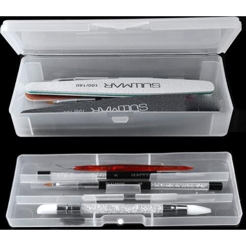 1Pc Rechthoek Double-Layer Nail Art Tool Lege Opbergdoos Pincet Clipper Pennen Polijsten Nail Buffer Bestanden Plastic container
