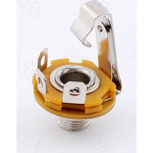 100pcs/lot 6.5 Metal Big Two Core Socket Can Fixed 6.5mm Microphone Socket Mono Track With Switch