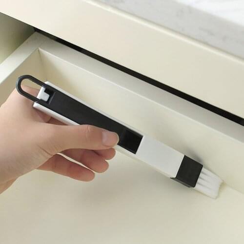 2 In 1 Polished Window Track Cleaning Brush Keyboard Nook Cranny Dust Shovel TAL