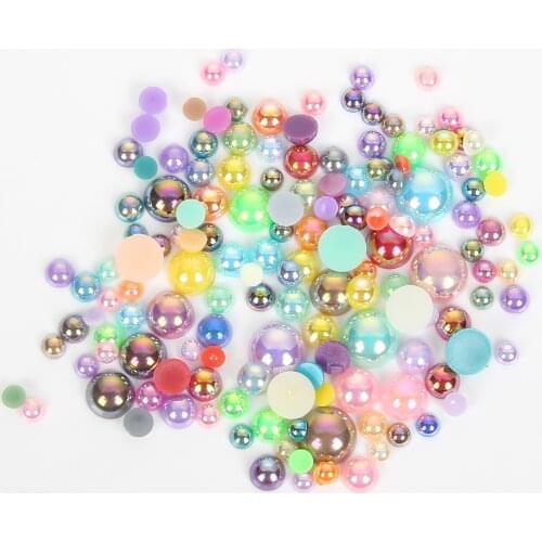 3000 Pcs 24 Colors Mixed Multicolor ABS Half Round Flatback Pearls Beads for Jewelry Making Needlework Nail Art DIY Decoration