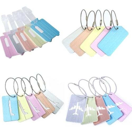 5Pcs Aluminum Alloy Luggage Tag Brushed Hollow Airplane Design Multicolor Travel Suitcase Name ID Card Label Holder Board Acces