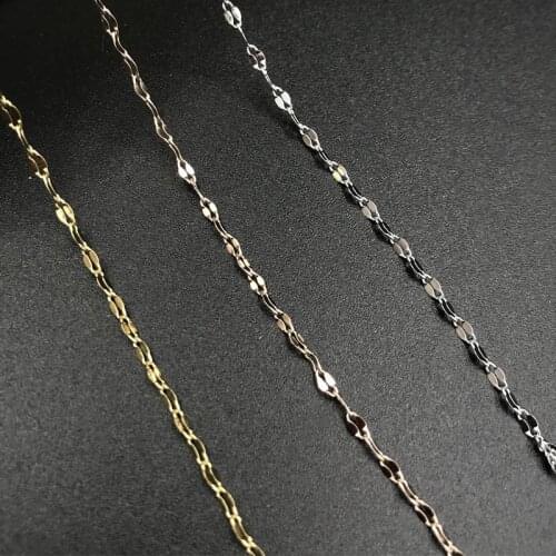5pcs/lot 316L Stainless Steel 40 45 50 60cm Water-wave Lip Shape Adjustable Necklace Chain Collar for DIY Women Jewelry Crafts