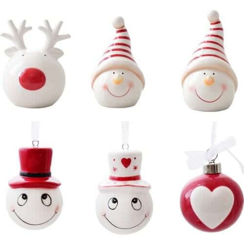 6 Types Ceramic Christmas Snowman Elk Desktop Creative Small Decoration Merry Christmas Decoration for Home Xmas Table