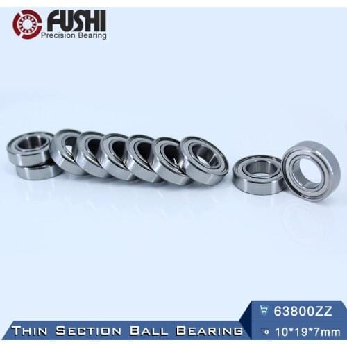 63800ZZ Bearing ABEC-5 (10PCS) 10*19*7 mm Metric Thin Section 63800Z Ball Bearings 63800 ZZ