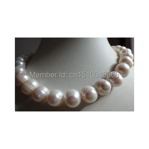 FREE SHIPPING>>>>>HUGE 18" 12-13MM SOUTH SEA GENUINE WHITE BAROQUE PEARL NECKLACE