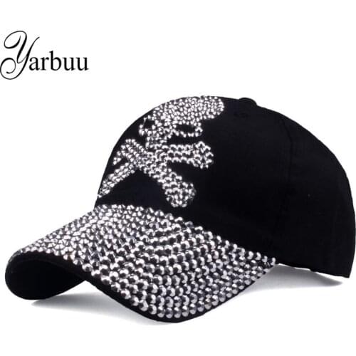 [YARBUU] baseball caps for women and men Casual Rhinestones Skull cap new fashion high quality Unisex hat Female Peaked cap