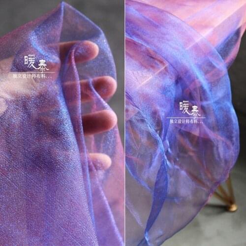 Lustre Glazed Tulle Fabric Fluorescent Violet DIY Background Decor HanFu Stage Skirt Gown Veil Wedding Dress Designer Fabric