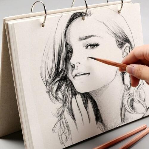 Spiral Sketchbook Super Thick Notebook Retro Linen Hardcover 120 Pages 160 GSM Professional Painting Replacable Refill
