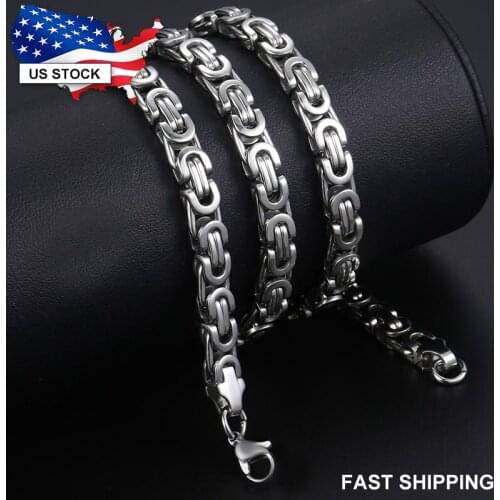 Stainless Steel Chain Necklace For Men Women Mens Necklace Byzantine Chain Dropshipping Wholesale Jewelry 20-24inch 5/7mm LKN203