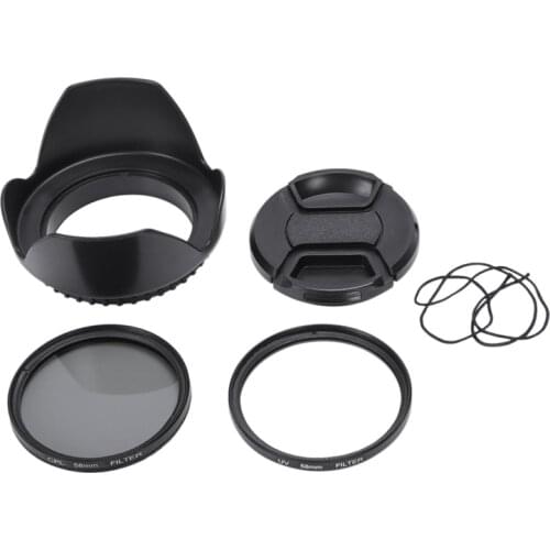 CPL UV Filter Kit 58mm for Canon EOS 700D 100D 600D 1200D Lens Hood Cap