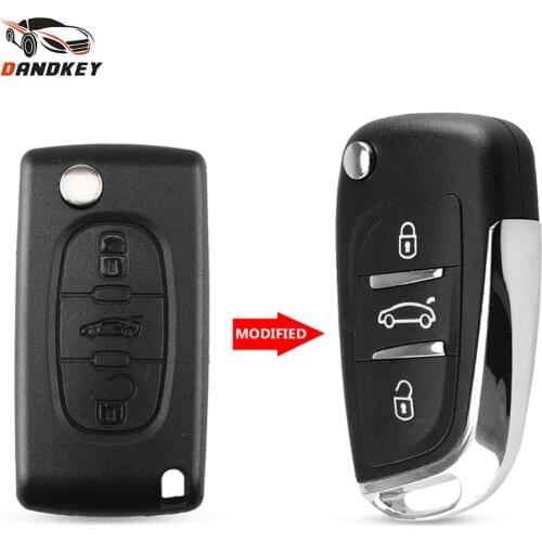 Dandkey 2/3 Buttons Modified Filp Folding Remote Car Key Shell For Peugeot 307 408 308 Entry Key Fob Case VA2/HU83 Blade CE0536