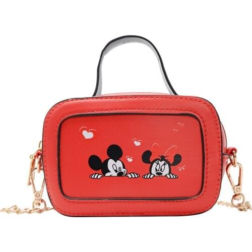 Disney cartoon Mickey childrens portable mini bag shoulder messenger small square bag girl coin-operated small jewelry bag