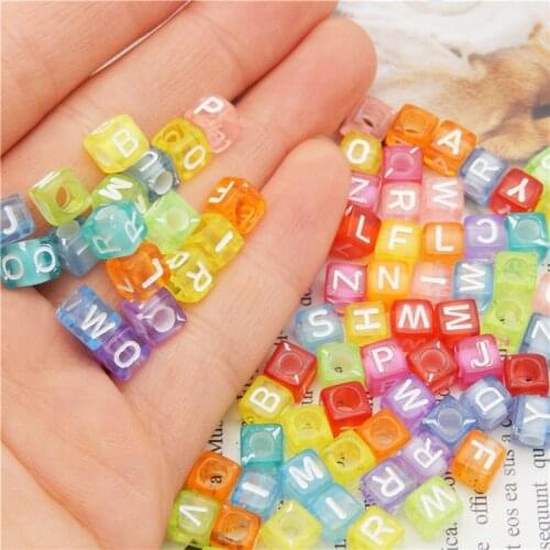Julie Wang 200pcs 6mm Acrylic Translucent Cube Letters Beads Random Color Alphabet Spacer Bead Bracelet Jewelry Making Accessory