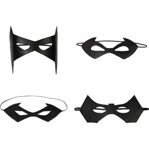 Adult Bat Superhero Cosplay Dick Grayson Costume Halloween Masquerade Eye Mask Black Faux Leather Accessories