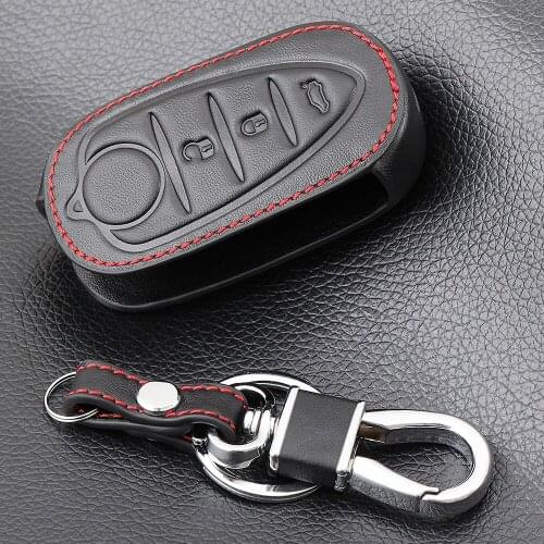 Leather Key Cover Case Fob Holder for Alfa Romeo 4C Mito Giulietta Myth 159 GTO GTA Car Key Cover Keychain Car Remote Control