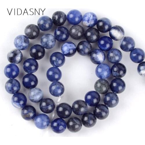 Natural Stone Beads Blue Sodalite Round Loose Beads For Jewelry Making Diy Accessories Perles 4/6/8/10/12mm 15'' Wholesale