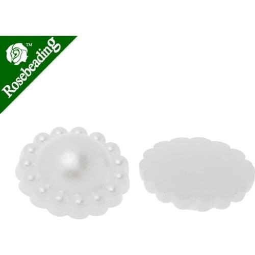 10mm Round plastic pearl cabochon,sunflower edge,Scrapbooking Craft,flat back,50pcs/lot-C4463