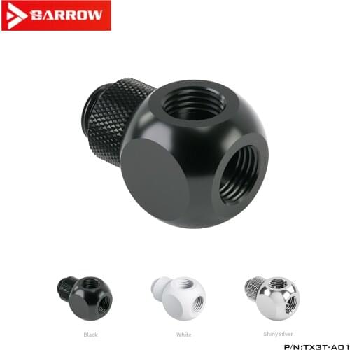 Barrow White Black Silver G1/4 " X3 3 Way Tube Rotary Adaptor Fittings, Split Water Cooling Computer Accessories,TX3T-A01