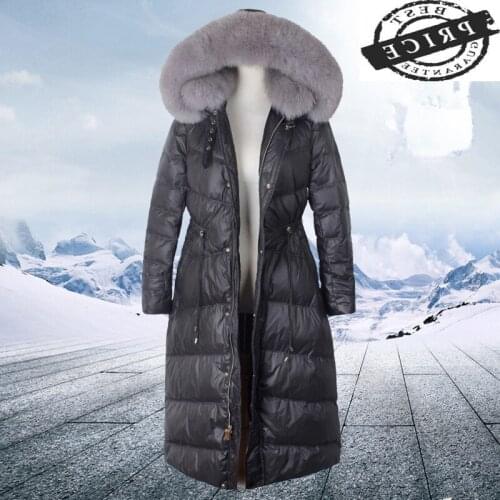 Winter Female Jacket Thick Warm Ladies Duck Down Jacket Large Fox Fur Hooded Clothes 2021 Long Down Parka Coat Hiver 1aaa