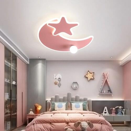 Modern Led Ceiling chandelier Bedroom Childrens Room Girls Room Balcony Moon White/Pink/Blue Acrylic LED chandelier Fixtures