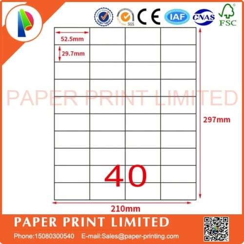 100 Sheets amazon fba a4 label sticker 40 Labels Per A4 Sheet,52.5 x 29.7 mm 52.5 29.7