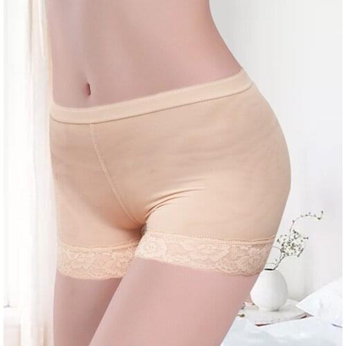 Middle Waist Padded Buttock Womens Breathable Mesh Mid Rise Butt Lifter Underwear Seamless Floral Lace Trim Panties Hip Enhancer
