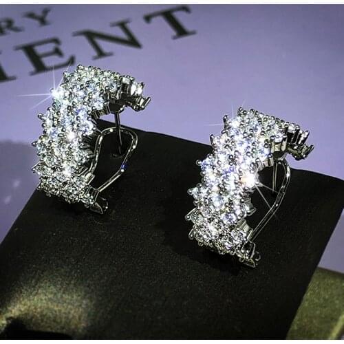 New Arrival Fashion Luxury Solid 925 Sterling Silver Circle CZ Stud Earing for Women Valentines Day Gift Party Engagement