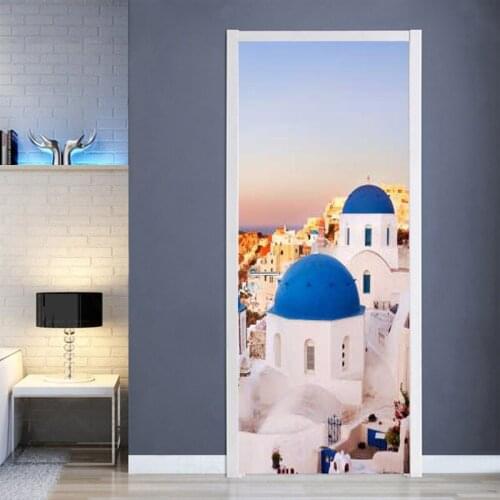 Papel de parede Architecture on Santorini island, Greece door sticker porch wallpaper,living room bedroom wall papers home decor