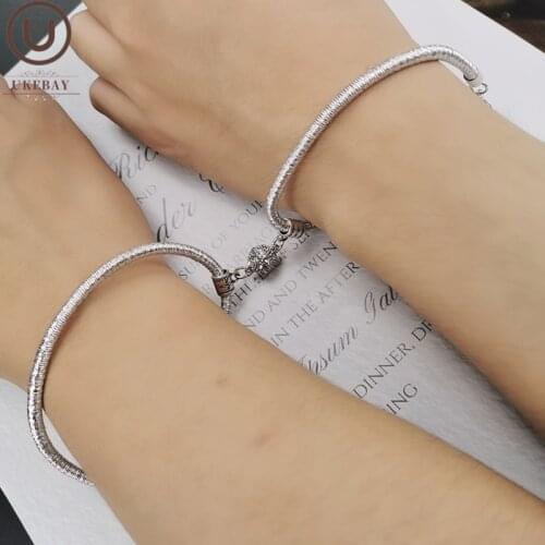 UKEBAY New Couple Bracelets Attract Lovers‘ Charm Cracelet Rhinestones Jewelry For Young Boy And Girl Handmade Birthday Gifts