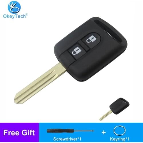 OkeyTech 2 Buttons Replacement Auto Car Key Cover Shell Case For Nissan Micra Pathfinder Navara Xtrail Qashqai Juke Uncut Blade