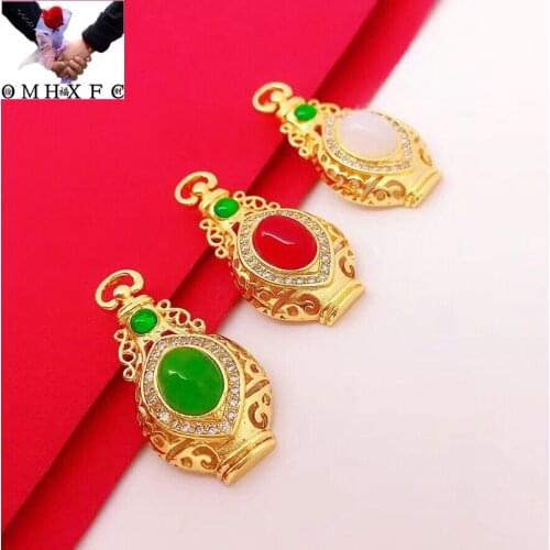 OMHXFC Jewelry Wholesale YM1340 European Fashion Woman Party Birthday Wedding Gift Vintage Bottle Zircon 24KT Gold Pendant Charm