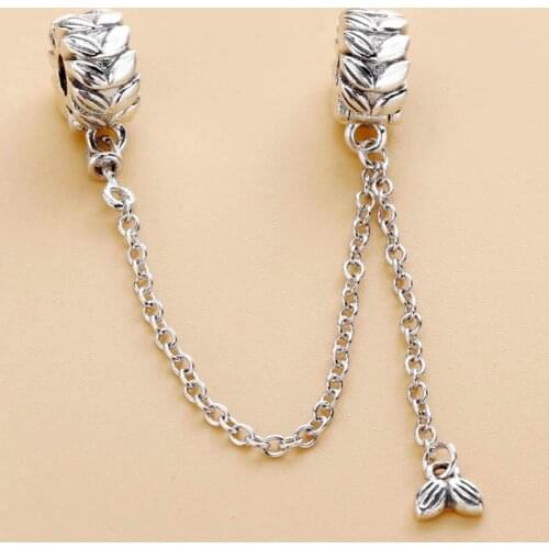 Original Vintage Grains Of Energy Safety Chain Bead Fit 925 Sterling Silver Bead Charm Bracelet Bangle Diy Jewelry