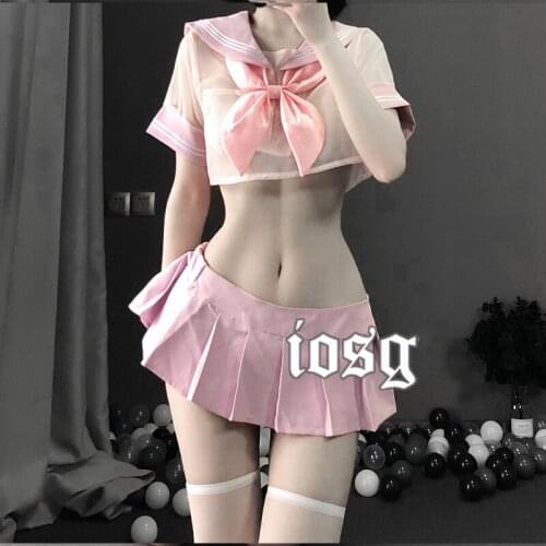 Sexy Student School Girl Costume Sailor Uniform Kwaii Transparent Lolita Bra Panty Costume Erotic Underwear Sleepwear Naughty