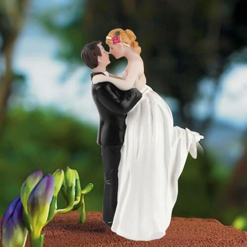 Valentines Gift Wedding Resin Cake Topper Fashion Cake Topper Dolls Bride and Groom Resin Figurines Ornament Wedding Decor