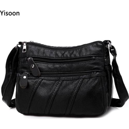 Womens Leather Casual Shoulder Bags Multi-layer Crossbody Handbag High Quality Small Messenger Bags Purse For Female