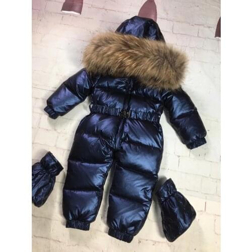 75-155cm 2021 Winter baby down coat duck down suit outerwear Fur overalls childrens Snowsuit down coats Child jumpsuit romper