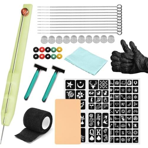 Hand Poke And Stick Tattoo Kit DIY Tattoo Supply Ink Tattoo Needle Set Gloves Razor Set Handmade Tattoo Pen Tattoo Accessories