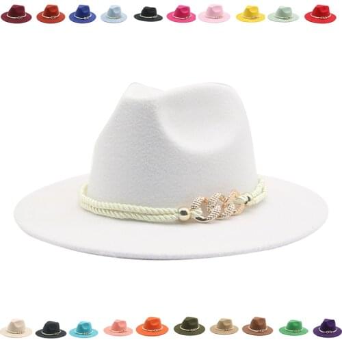 Winter hats 9.5cm big brim fedora felted women hats black white red wide brim classic band belt simple casual vintage fedora hat