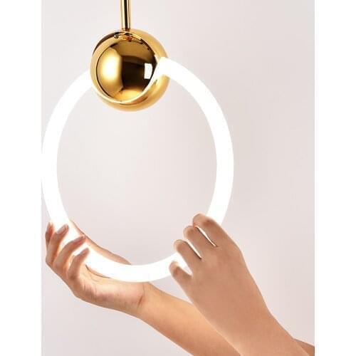 Modern Dining Room Pendant Light Gold Ring Bedroom Pendant Lamp Home Indoor Lighting Fixtures Lustres Para Sala De Jantar