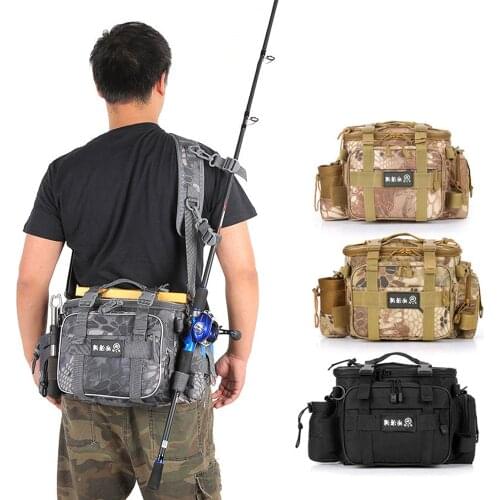 Fishing Bag Multifunction Outdoor Tackle Reel Lures Storage Box Waist Shoulder Camera Handbag Pouch Carp Fish Rod Crossbody Bag