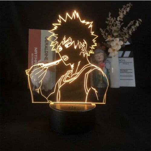 LED Night Light Projector 3D Lamp Katsuki Bakugo Figure Kids Room Anime My Hero Academia Nightlight Bluetooth Speaker Fans Gift