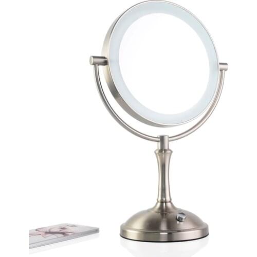 Touch dimmer LED makeup mirror lighted 3X magnifying mirror European-style double-sided bath mirror