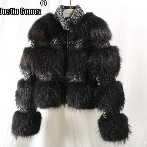 Warm Simple Design Vintage Bomber Womens Jackets Winter New Fashion Korean Version Streetwear Oversize Natural Raccoon Fur Coat