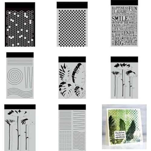 Tropical Leaves Stencils Flower Honeycomb Lattice Alphabet for DIY Scrapbooking Album Stamp Make Paper Card Embossing New 2021